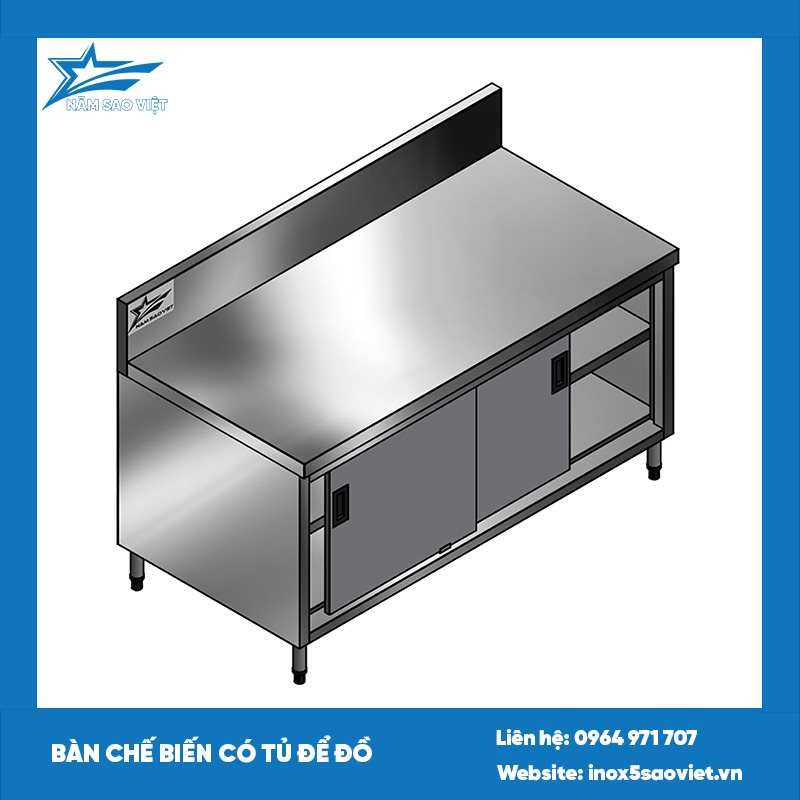 BÀN CHẾ BIẾN CÓ TỦ ĐỂ ĐỒ