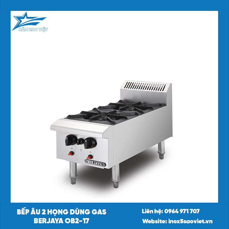 Bếp âu 2 họng dùng gas Berjaya OB2-17
