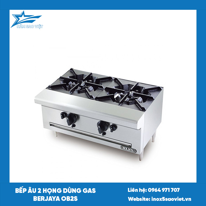 Bếp âu 2 họng dùng gas Berjaya OB2S