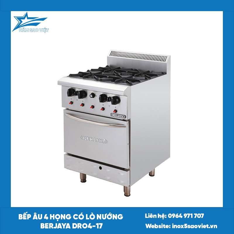 Bếp âu 4 họng có lò nướng Berjaya DRO4-17