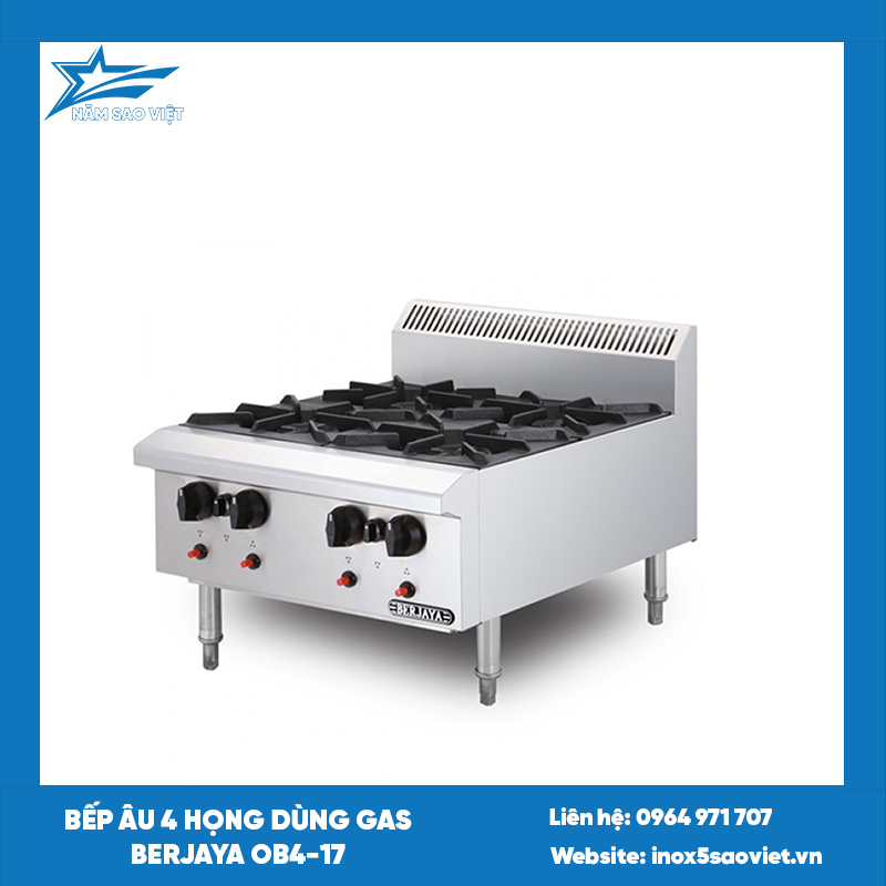 Bếp âu 4 họng dùng gas Berjaya OB4-17
