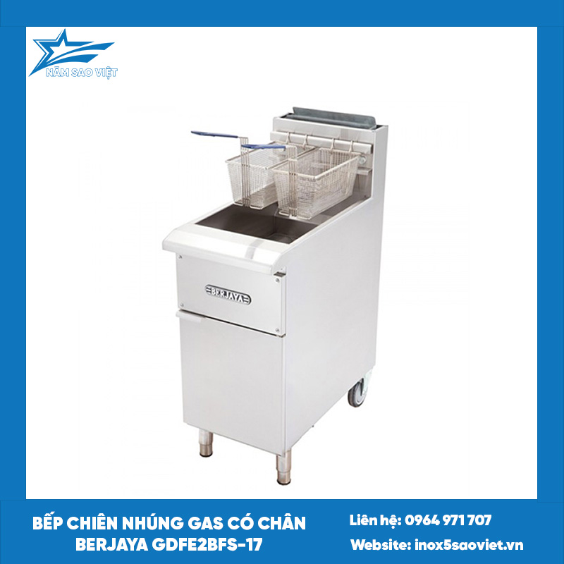 Bếp chiên nhúng gas có chân Berjaya GDFE2BFS-17