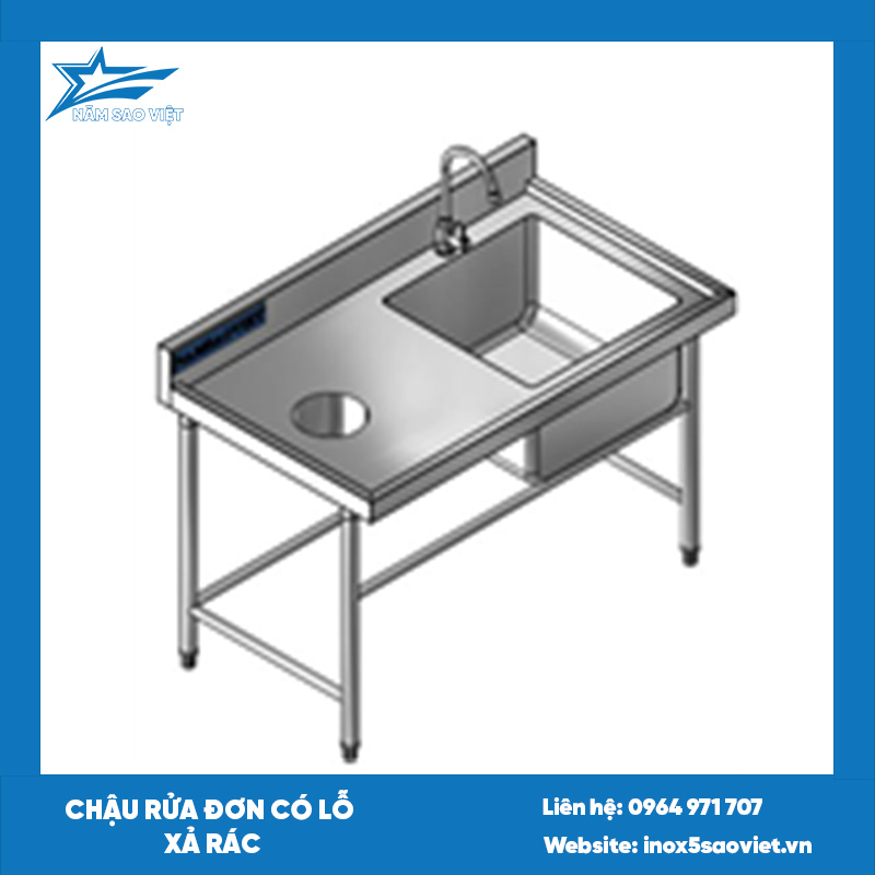 CHẬU RỬA ĐƠN CÓ LỖ XẢ RÁC