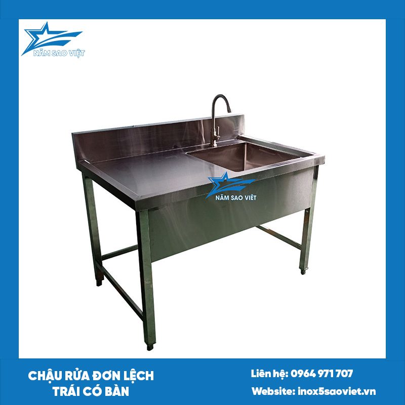 CHẬU RỬA ĐƠN LỆCH TRÁI CÓ BÀN
