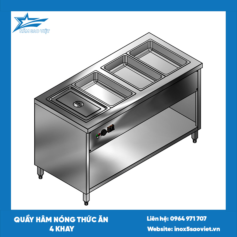 QUẦY HÂM NÓNG THỨC ĂN 4 KHAY